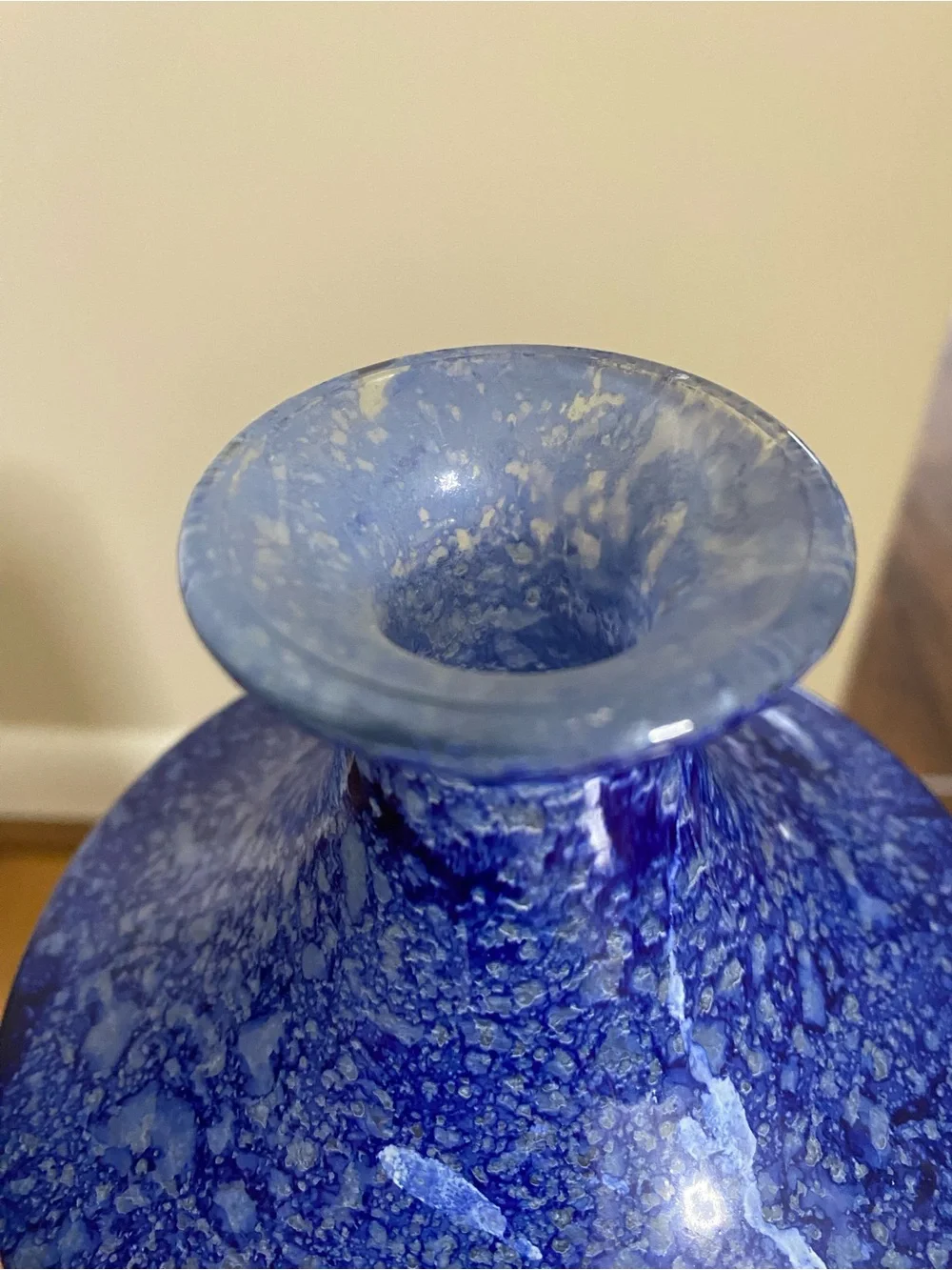 Pier 1 | Blue/White Speckled/Marble Pattern 18” Tall Decorative Glass Vase